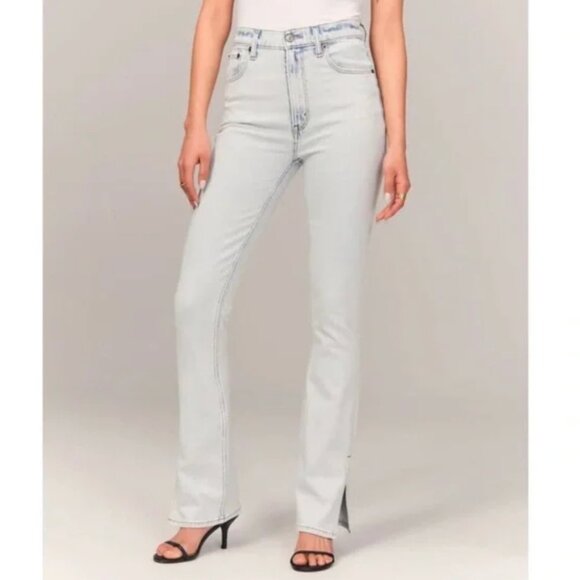Abercrombie & Fitch Jeans The Slim Straight Ultra High Rise Light Blue 29 Curve - Picture 2 of 14